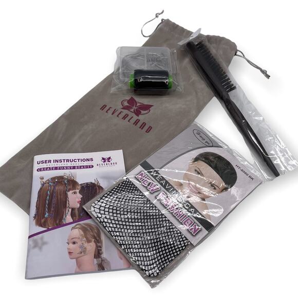 Hair Weaving Kit: Needles, Thread, Brush, Weaving Cap, Instruction Book, Bag - Picture 1 of 6
